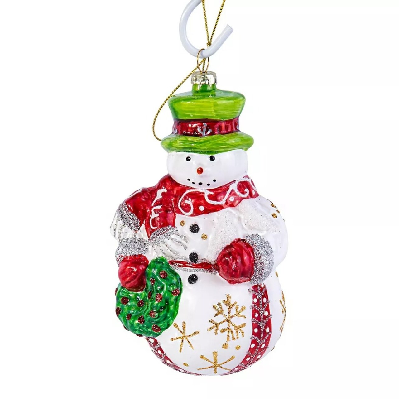 Snowman Glass Ornament, 5" Snowman Christmas Ornament, Glass Holiday Tree Decor